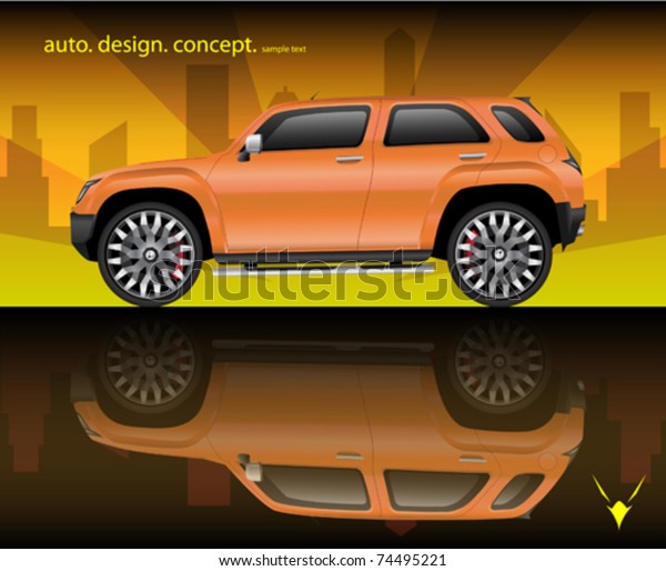 orange sports utility\
vehicle