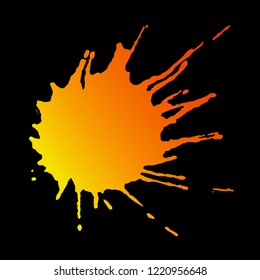 
Orange spot on a dark background. Orange juice. Blot.
