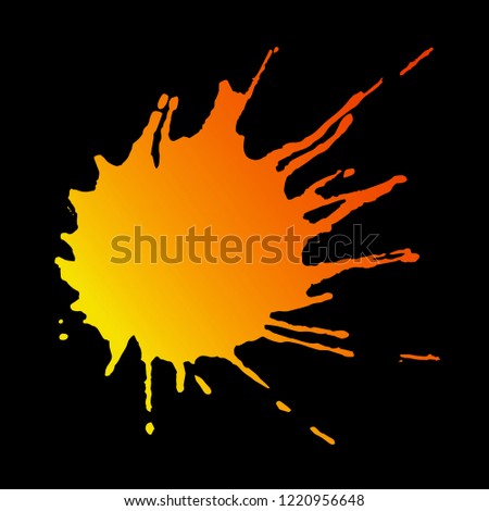 
Orange spot on a dark background. Orange juice. Blot.