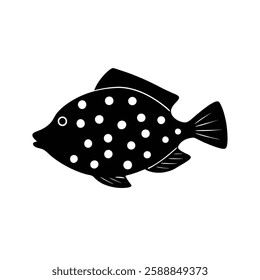 Orange Spotted Filefish Silhouette Vector Art and Orange Spotted Filefish Black Color Fish Design