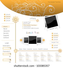 Orange spring nature creative modern editable website design with flower pattern