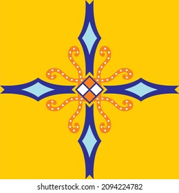 orange square background with blue abstract pattern