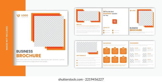 Orange Square corporate trifold brochure design template , business brochure layout vector
