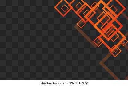 Orange Square Digital Vector Transparent Background. 3d Rectangle Cover. Grey Concept Poster. Light Technology Design.