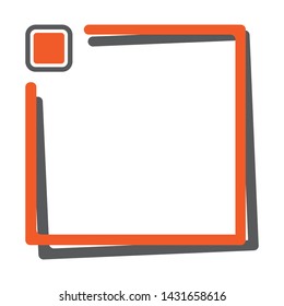 Orange square frame with button for your text. Vector illustration