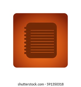 orange square frame with silhouette notebook with rings vector illustration