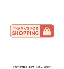 Orange square frame with thank's for shopping text with shopping bag silhouette isolated on white background suit for greeting for your customer