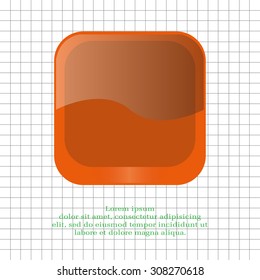 orange square glossy button, vector design for website