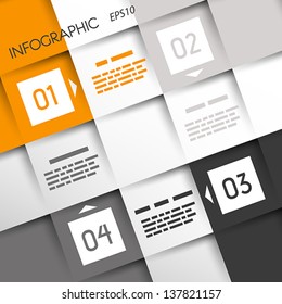 orange square infographic four optionsin corners. infographic concept.