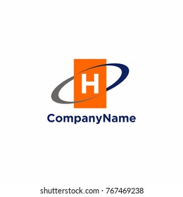 Orange Square with Initial Letter and Splash Motion Logo Vector