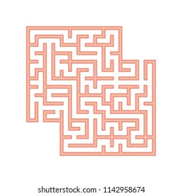 Orange square labyrinth. A game for children. Simple flat vector illustration isolated on white background. With a place for your images