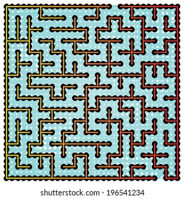 Orange square maze on a blue background