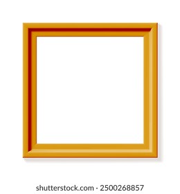 Orange square picture frame isolated on white background