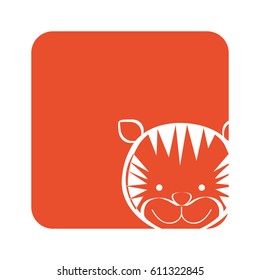 orange square picture of tiger animal, vector illustration