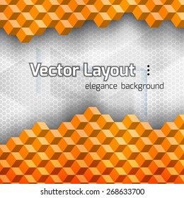 Orange squares as abstract layout. Vector background.