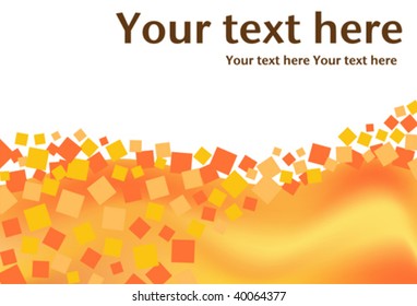 orange squares background with text