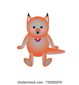 Orange squirrel. Orange fox. Funny toy. Forest animal icon. Fairy tale hero.