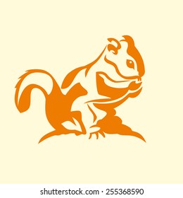 Orange squirrel logo on the yellow background
