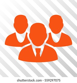 Orange Staff interface toolbar icon. Vector pictogram style is a flat symbol on diagonal hatch transparent background.