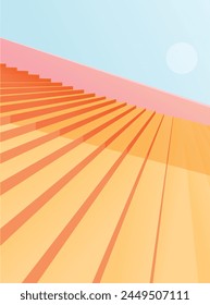 orange stair with clear blue sky and tropical mood