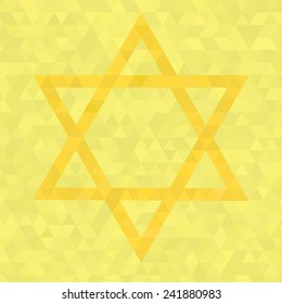 orange star of David in cristal object on yellow background