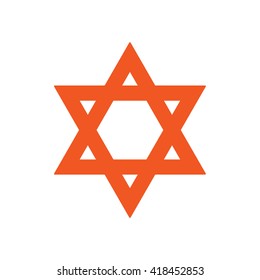 Orange star of David vector icon