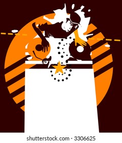Orange Star dj. Vector illustration