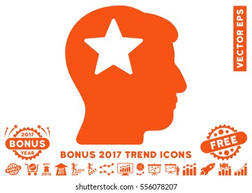 Orange Star Head pictograph with bonus 2017 year trend design elements. Vector illustration style is flat iconic symbols, white background.