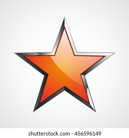 Orange star logo with metal elements for your design, vector illustration