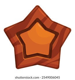 Orange star merging with a wooden star, forming a distinctive symbol, perfect for game ui or nature inspired designs