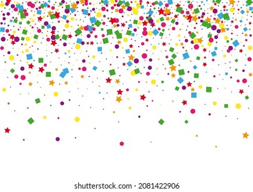 Orange Stardust Star Background. Vector Confetti Illustration. Pink Circle Decoration. Shiny Square Background. Red Event Dot.