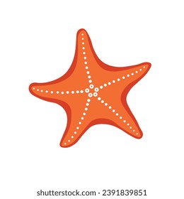 Orangefarbene Seesterne, flacher Illustrationsvektor im Cartoon-Stil. Element für Sommerzeit Konzept, Urlaub, tropischen Urlaub, Reisen, Tourismus, Strand.