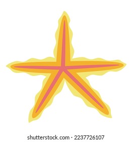 Orange starfish in flat style. Beautiful underwater inhabitant.