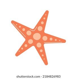 Orange starfish icon. Representatives of underwater world, fish and animals. Graphic elements for website and printing on clothes. Symbol of tropical countries. Cartoon flat vector illustration