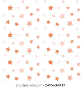 Orange stars confetti pattern seamless. Vector Illustration for decoration, wallpaper, wrapping paper, backdrop etc