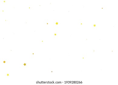 Orange Stars Gift. Gold Texture Anniversary. Golden Confetti Poster. Yellow Falling Invitation Glitter Space. Celebration Anniversary. Starry Holiday. Sparkling Design.