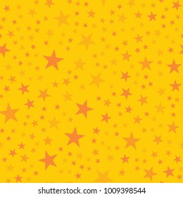 Orange stars seamless pattern on yellow ideal background.