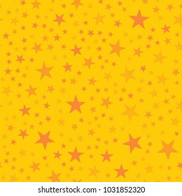 Orange stars seamless pattern on yellow nice background.