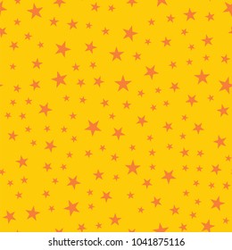 Orange stars seamless pattern on yellow sublime background.