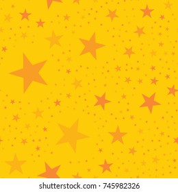 Orange stars seamless pattern on yellow ravishing background.