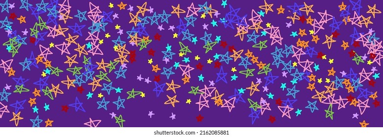 Orange Stars Vibrant Bright Turquoise Rainbow Pastel Picture. Multicolor Green Yellow Chaotic Childish Blue Colorful Handdrawn Stars. Mint Purple Red Dark Violet Vivid Naive Kids Wallpaper.