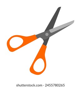 Orange stationery scissors isolated on white background. Vector and eps file.