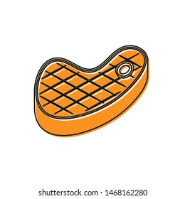 Orange Steak meat icon isolated on white background. Vector Illustration