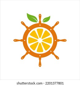 Orange Steering Wheel Captain logo design concept.