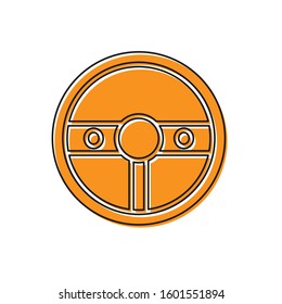 Orange Steering wheel icon isolated on white background. Car wheel icon.  Vector Illustration