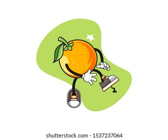Orange step on nail cartoon. Mascot Character vector.