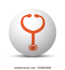 Orange Stethoscope icon on white ball