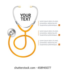 Orange Stethoscope with Place for Your Text. Vector illustration