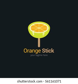 Orange Stick Logo Design Vector. Flat Style Design
