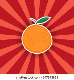 Orange sticker on a bright background